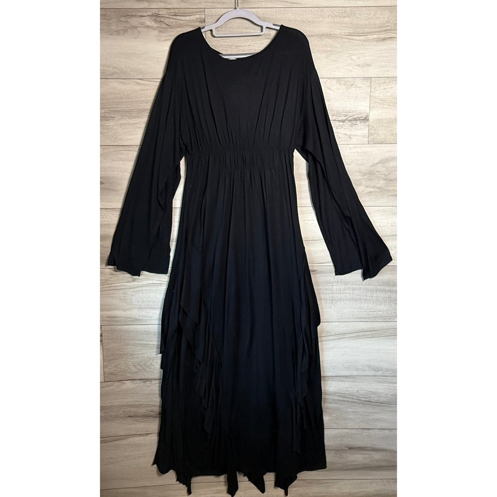 Free People FP Beach Black Ruffle Maxi Dress Small NWT $88